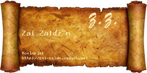Zai Zalán névjegykártya